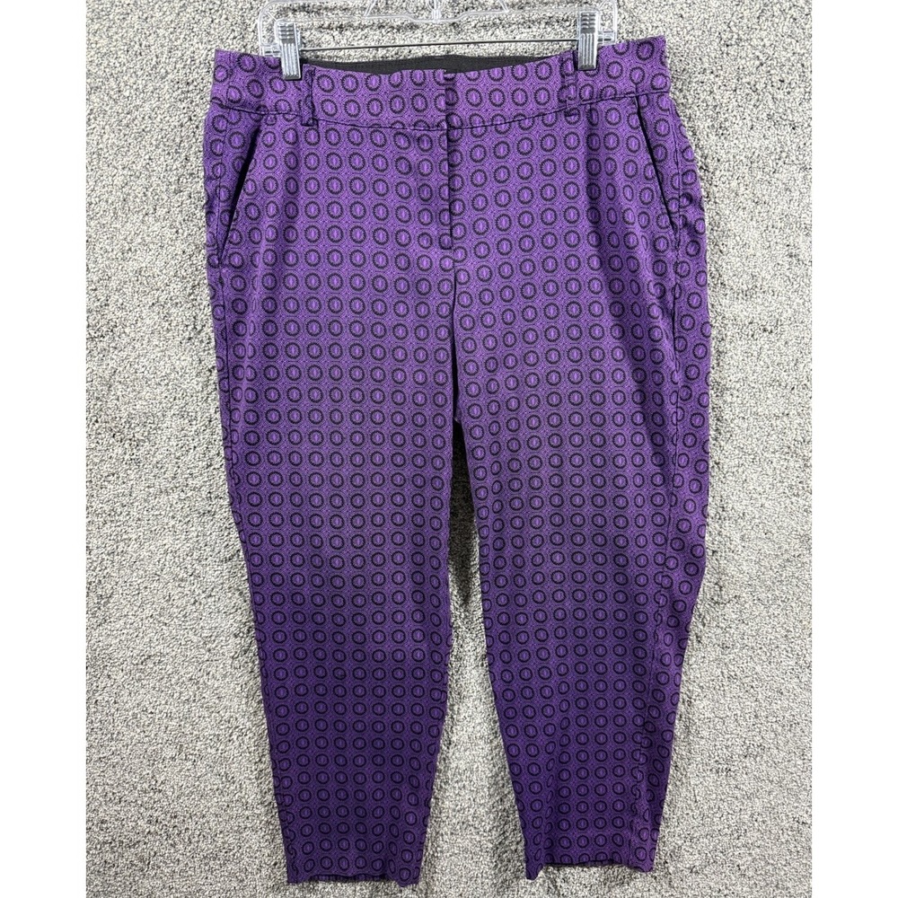 Lane Bryant Ashley Purple‎ Medallion Print Slim Ankle Pants Womens 14